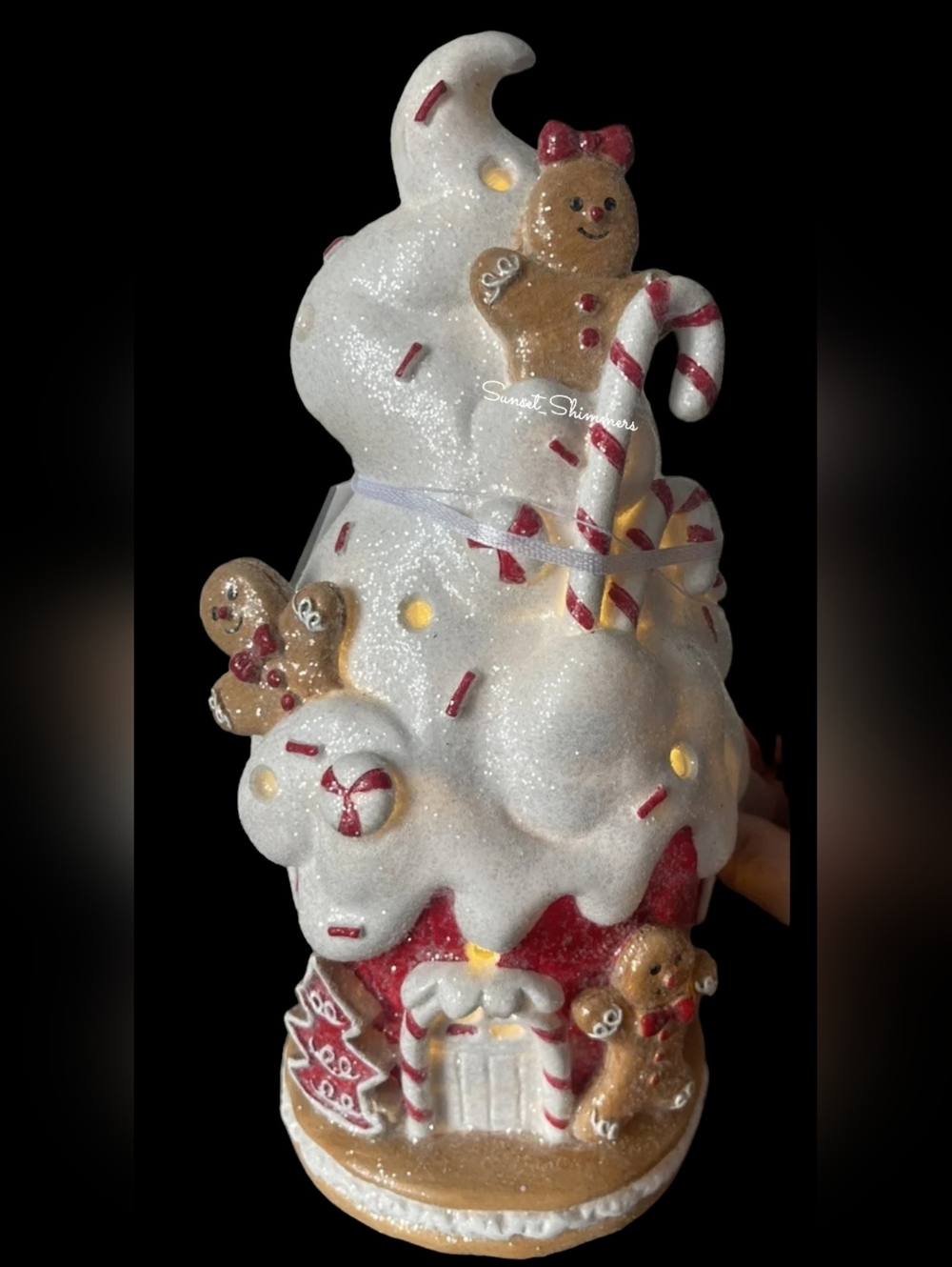 LED Peppermint GINGERBREAD Whipped CREAM Cupcake Cookie COTTAGE HOUSE Christmas